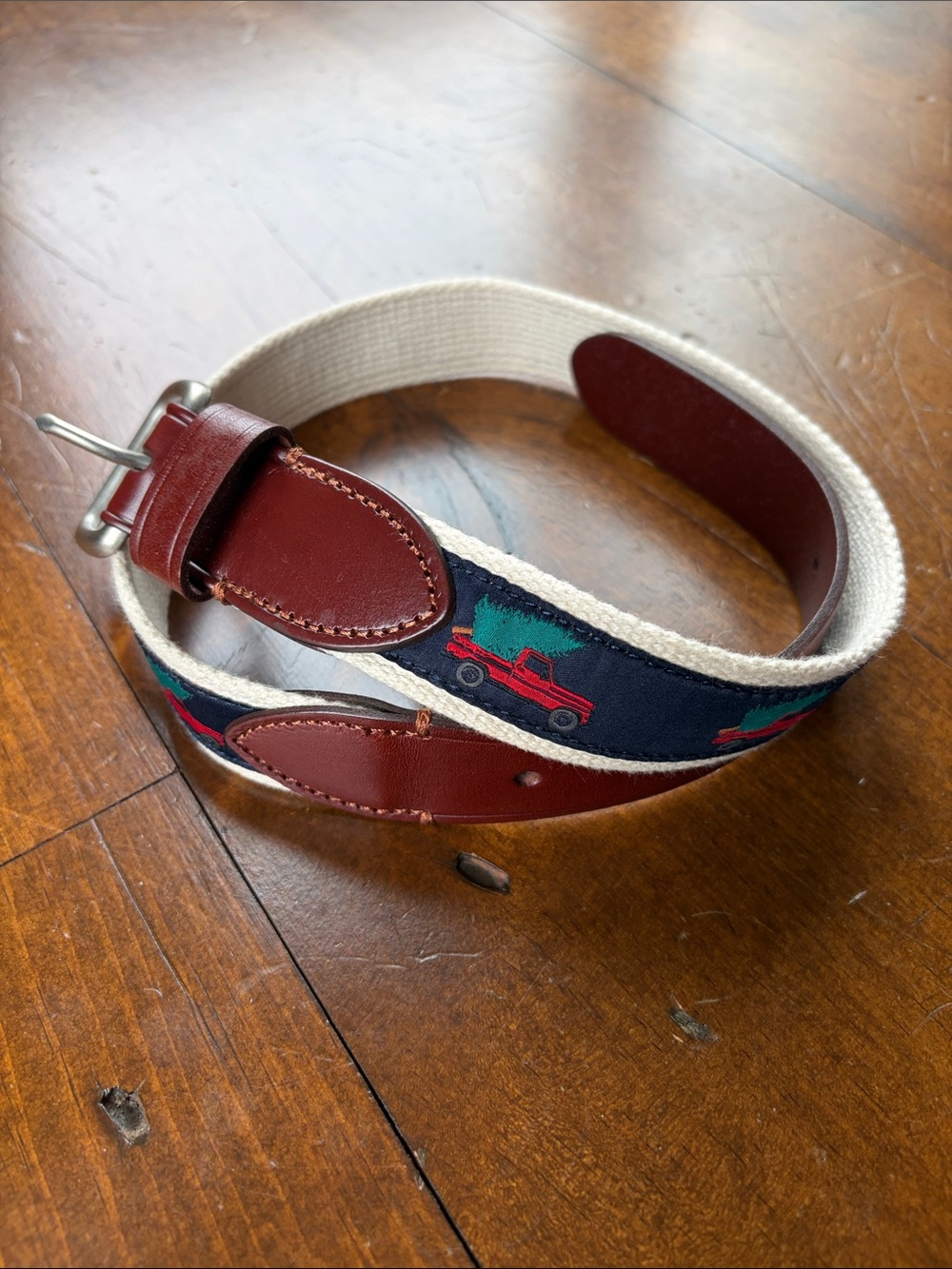 J.Crew Crewcuts Boys Patterned Belt Truck Tree Belt Size M BE626